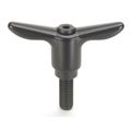 Morton Adjustable Handle, T-Handle Design, Cast Zinc, #10-24 x .63" Steel External Thread, 1.98" Handle Diameter TH-301